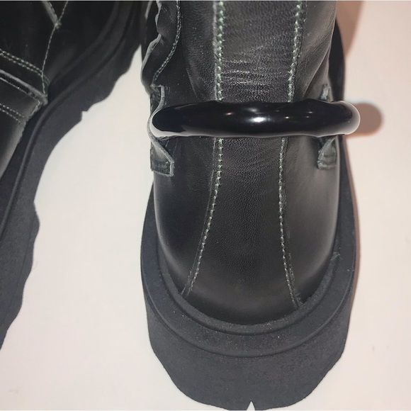 Divine Follie Made in Italy Leather Black Side Zip Combat Boot Woman’s Size 8 - Picture 5 of 13